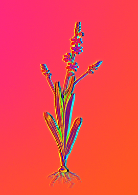 Neon Blue Flower Painting