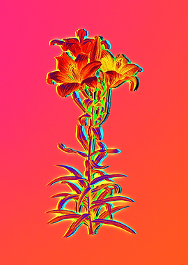 Fire Neon Floral Painting