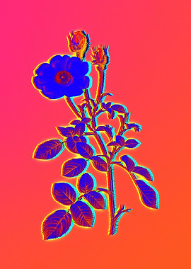 Pink Neon Rose Painting