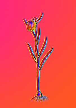 Pink Neon Flower Drawing