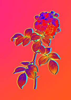 Red Neon Flower Artwork