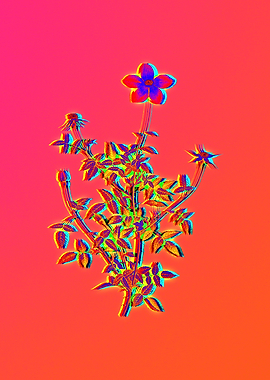 Blue Neon Flower Artwork