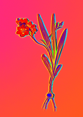 Neon Blue Flower Painting