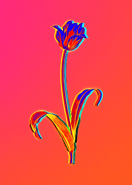 Fire Neon Flower Painting