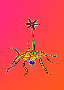 Neon Botanical Drawing