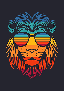 Funny Lion with Sunglasses