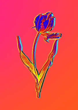 Fire Neon Flower Painting