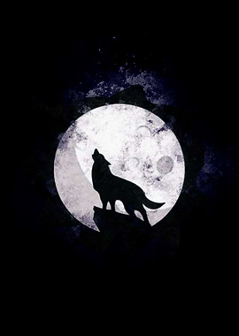 wolf with moon