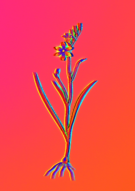 Neon Blue Flower Painting