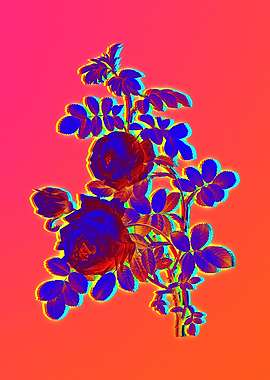 Pink Neon Rose Painting