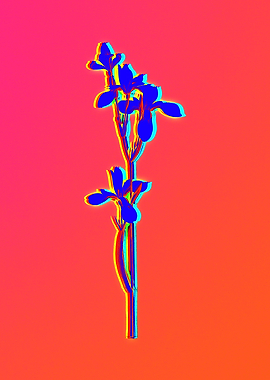 Blue Neon Flower Artwork