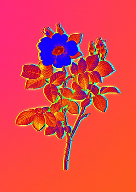 Pink Neon Rose Painting