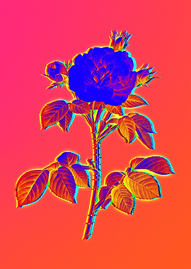 Pink Neon Rose Painting