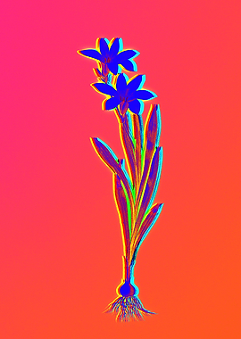 Neon Blue Flower Painting