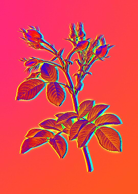 Fire Neon Floral Painting