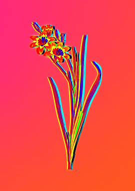 Neon Yellow Flower Drawing