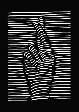3d effect crossed fingers