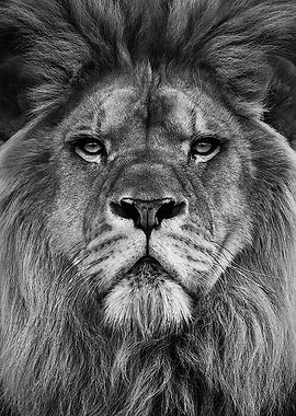 wild lion face poster