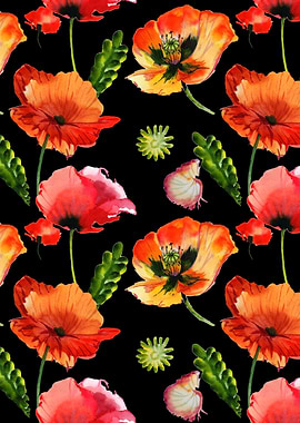 Red Poppy Pattern on B 07