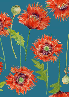 Blue Poppy Pattern 08