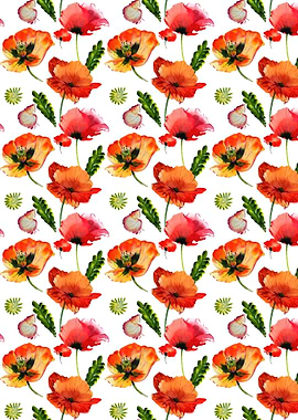 Red Poppy Pattern 07