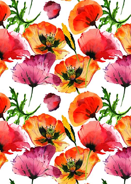 Red Poppy Pattern 09