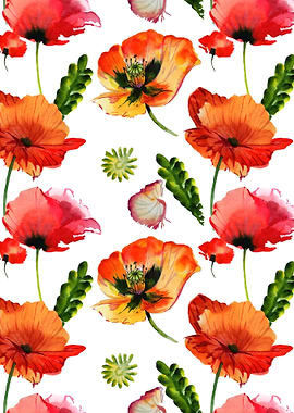 Red Poppy Pattern 06