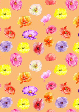 Orange Poppy Pattern 05