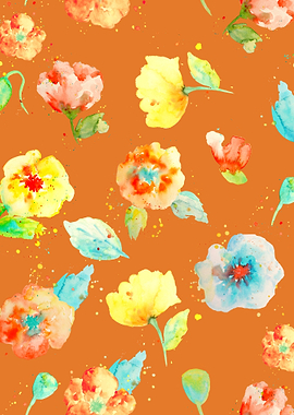 Orange Poppy Pattern 03
