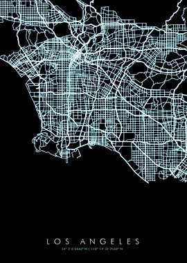 Los Angeles Neon Map