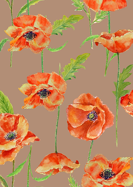 Orange Poppy Pattern 07