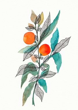 Watercolor + ink leaves 3