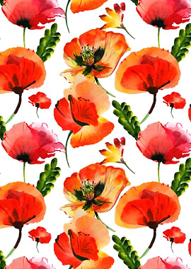 Red Poppy Pattern 02