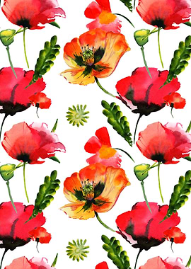 Red Poppy Pattern 04