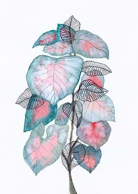 Watercolor + ink leaves 5