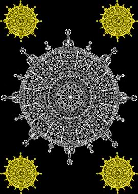 mandala yellow white
