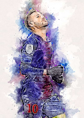 neymar psg watercolor