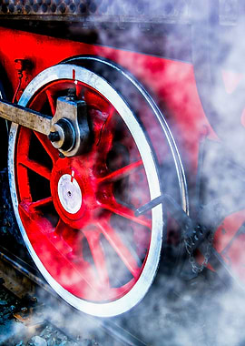 Red Wheels White Steam