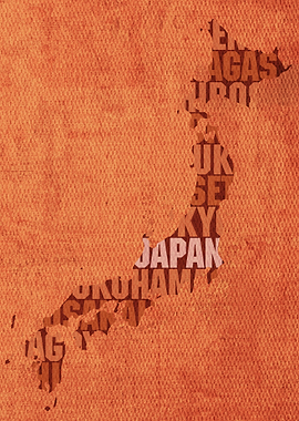 Japan Country Word Map Art