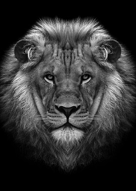 Black wild lion head