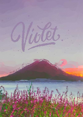 Violet mountain painting