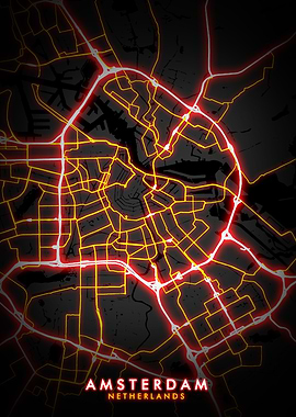 Amsterdam Map City Glow