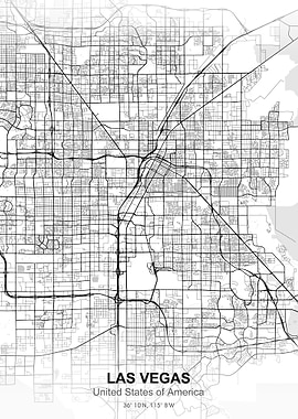 las vegas city map white