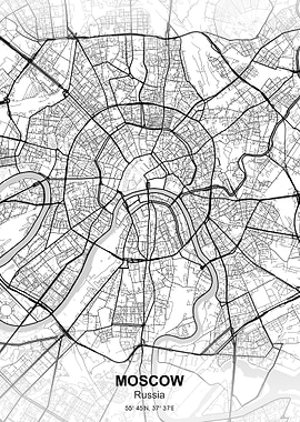 moscow city map white