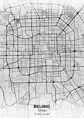 beijing city map white