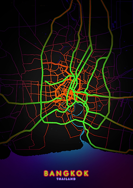 Bangkok Thailand Maps Art