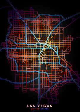 Las Vegas Map NeonLight