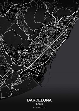 barcelona city map black