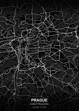 prague city map black