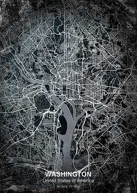 washington chalkboard map